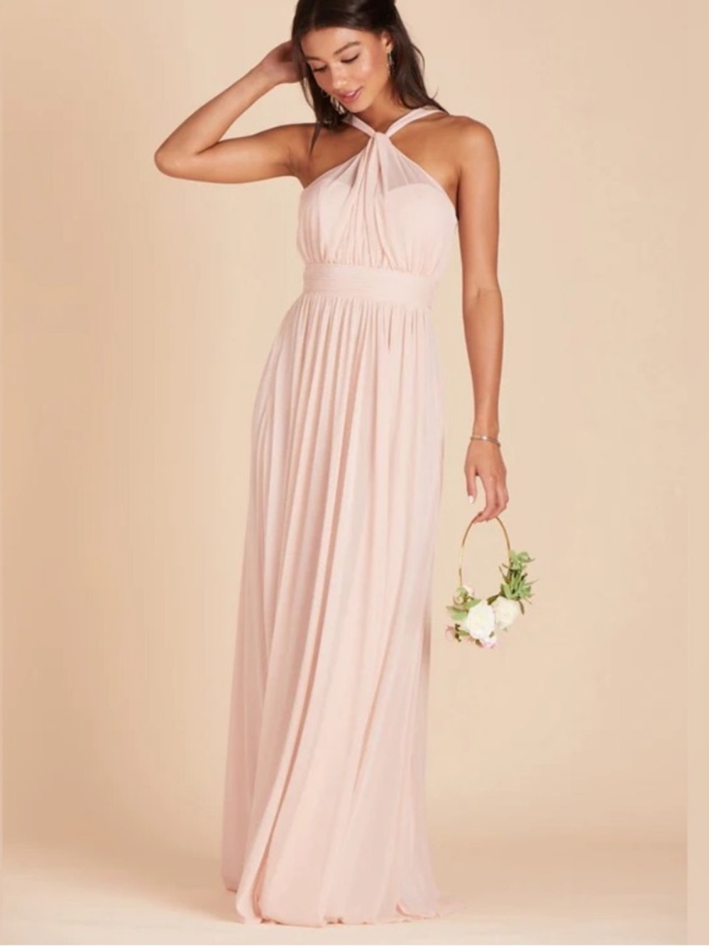 Birdy Grey Kiko Halter Maxi Dress in Pale Blush Pink